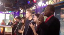 Warm-up before performance on Good Day Philly!